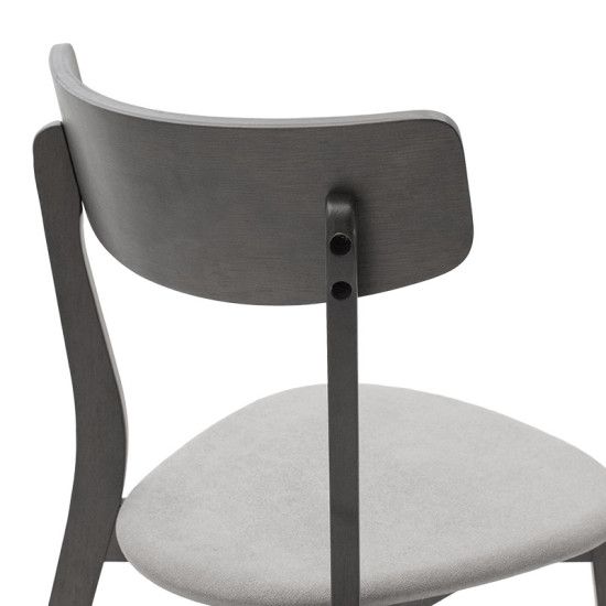 Καρέκλα Toto pakoworld γκρι ύφασμα-rubberwood ανθρακί πόδι - 2τμχ.