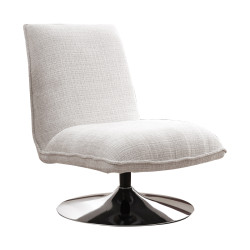 Πολυθρόνα Remona περιστρεφόμενη κρεμ ύφασμα-πόδι χρωμίου 63x80x80εκ **
