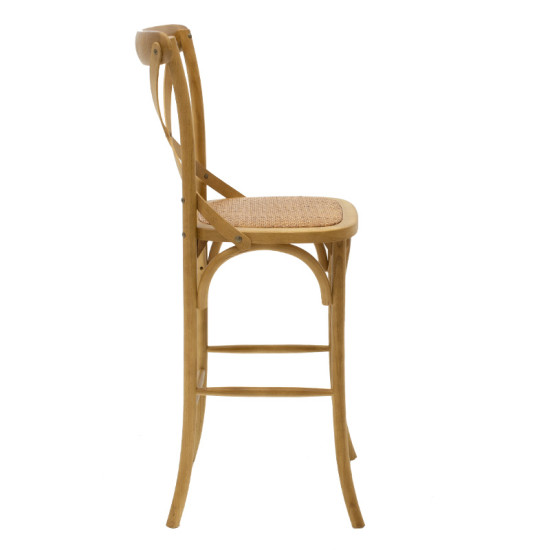Σκαμπό μπαρ Reid ξύλο sonoma-έδρα καφέ rattan **