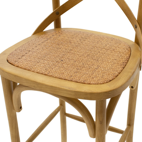 Σκαμπό μπαρ Reid ξύλο sonoma-έδρα καφέ rattan **