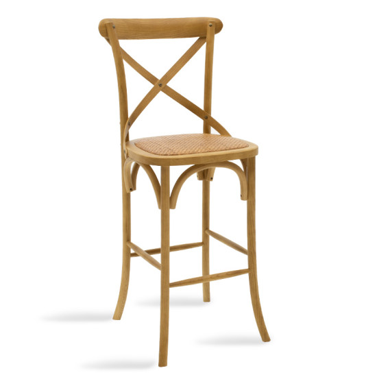 Σκαμπό μπαρ Reid ξύλο sonoma-έδρα καφέ rattan **
