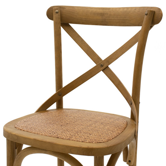 Bar stool Reid  wood light walnut- brown rattan **