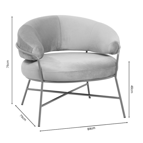 Armchair Malu  velvet rotten apple-golden metal leg 84x79x76cm **