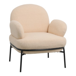 Πολυθρόνα Jaycob μπουκλέ μπεζ-πόδι μαύρο μέταλλο 74x71x83εκ **