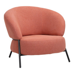 Πολυθρόνα Jennie ύφασμα σε κεραμιδι απόχρωση με μαύρα μεταλλικά πόδια 84x84x71,5εκ **