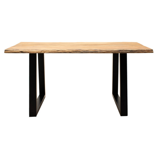 Τραπέζι Miles μασίφ ξύλο 4εκ φυσικό-πόδι μαύρο 160x90x79εκ