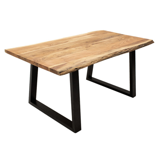 Τραπέζι Miles μασίφ ξύλο 4εκ φυσικό-πόδι μαύρο 160x90x79εκ