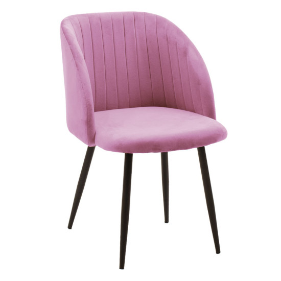 Πολυθρόνα Oasis pakoworld βελούδο ροζ-πόδι μαύρο μέταλλο 54x52x84εκ - 2τμχ.