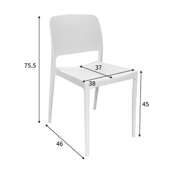 Καρέκλα Fenxy pp σε λευκή απόχρωση 38x42x77εκ **