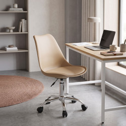 Καρέκλα γραφείου εργασίας Gaston II pp-pu cappuccino 48x57x77-90εκ **