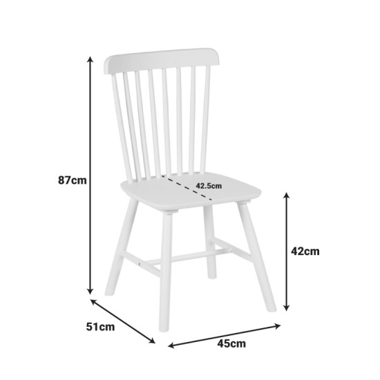 Καρέκλα Melia rubberwood σε λευκή απόχρωση 45x51x87εκ - 4τμχ. ** Καρέκλα Melia rubberwood σε λευκή απόχρωση 45x51x87εκ - 4τμχ. **