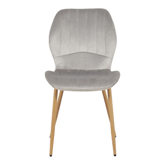 Καρέκλα Jelour βελούδο σε γκρι απόχρωση-πόδια φυσικά μεταλλικά 46.5x60x84εκ - 4τμχ. **