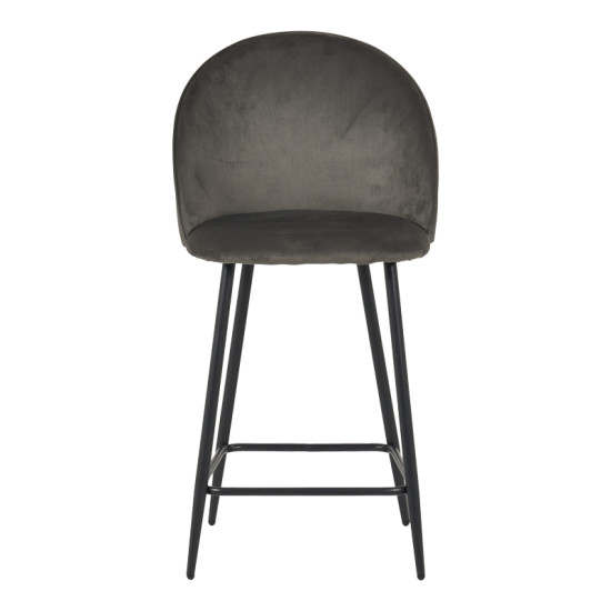 Σκαμπό μπαρ μεσαίου ύψους Perch βελούδο σε ανθρακί απόχρωση με μαύρα μεταλλικά πόδια 50x43x99εκ - 2τμχ. ** Σκαμπό μπαρ μεσαίου ύψους Perch βελούδο σε ανθρακί απόχρωση με μαύρα μεταλλικά πόδια 50x43x99εκ - 2τμχ. **