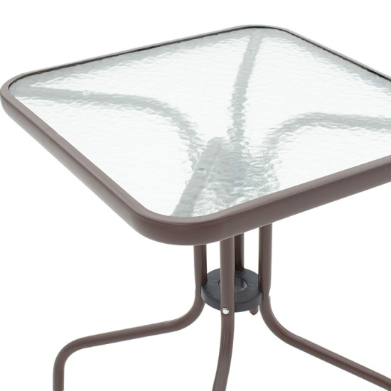 Τραπέζι Watson μέταλλο καφέ-γυαλί 60x60x70εκ **