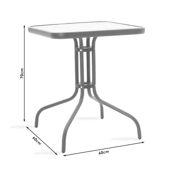 Τραπέζι Watson μέταλλο καφέ-γυαλί 60x60x70εκ **
