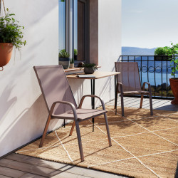 Πολυθρόνα Calan μέταλλο σκούρo καφέ-textilene καφέ 54x74x91εκ **