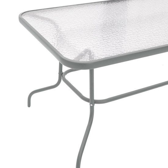Τραπέζι Valor μέταλλο γκρι-γυαλί 140x80x70εκ