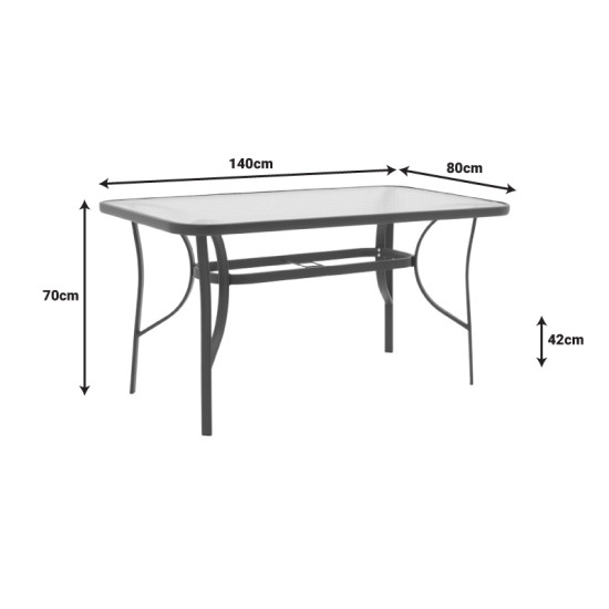 Τραπέζι Ensure μέταλλο καφέ-γυαλί 140x80x70εκ **