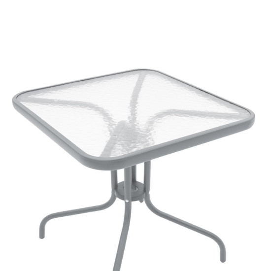 Τραπέζι Watson μέταλλο γκρι-γυαλί 80x80x70εκ
