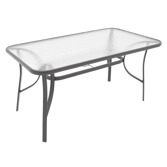 Τραπέζι Ensure ανθρακί μέταλλο-tempered γυαλί 120x70x70εκ **