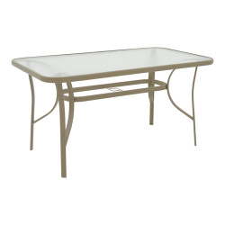 Τραπέζι Ensure μέταλλο σαμπανιζέ-γυαλί 140x80x70εκ **