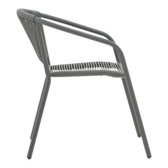 Πολυθρόνα Lindaria στοιβαζόμενη μέταλλο-pe rattan σε ανθρακί απόχρωση 54x63x74εκ **
