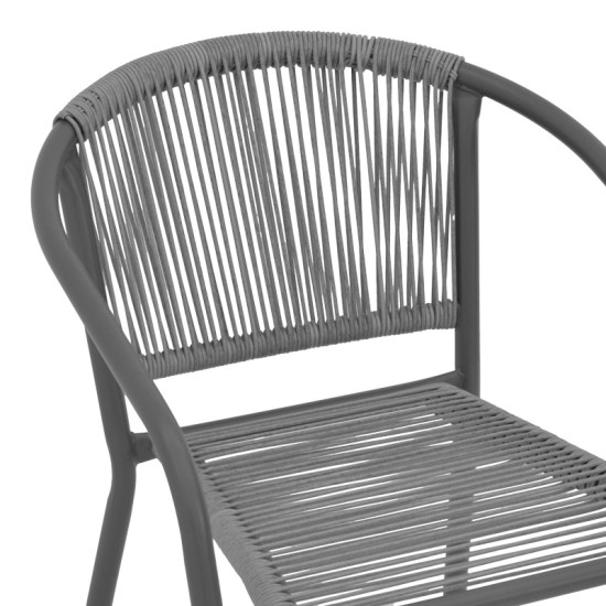 Πολυθρόνα Lindaria στοιβαζόμενη μέταλλο-pe rattan σε ανθρακί απόχρωση 54x63x74εκ **