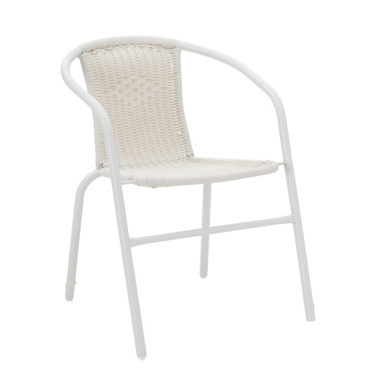 Τραπεζαρία Watson-Obbi σετ 3τεμ μέταλλο λευκό- γυαλί 70x70x70εκ **