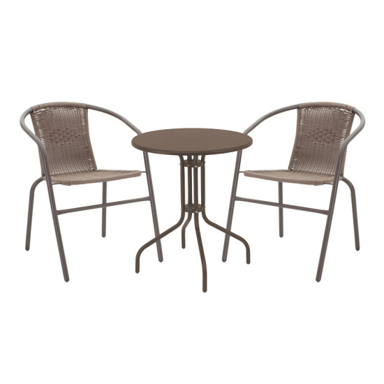 Τραπεζαρία Vergo-Obbi 3τεμ καφέ μέταλλο Φ60x70εκ **