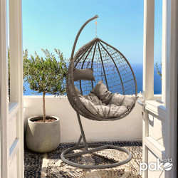 Κούνια Zafer κρεμαστή μέταλλο-pp-μαξιλάρι γκρι 106x103x200εκ **