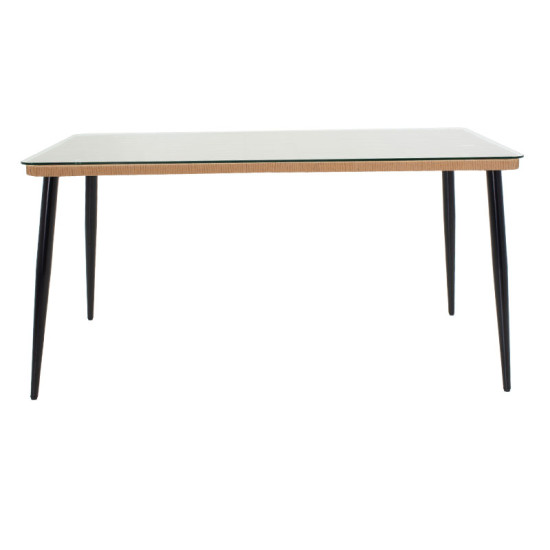 Τραπέζι Naoki μέταλλο μαύρο-pe φυσικό-γυαλί 160x90x78εκ