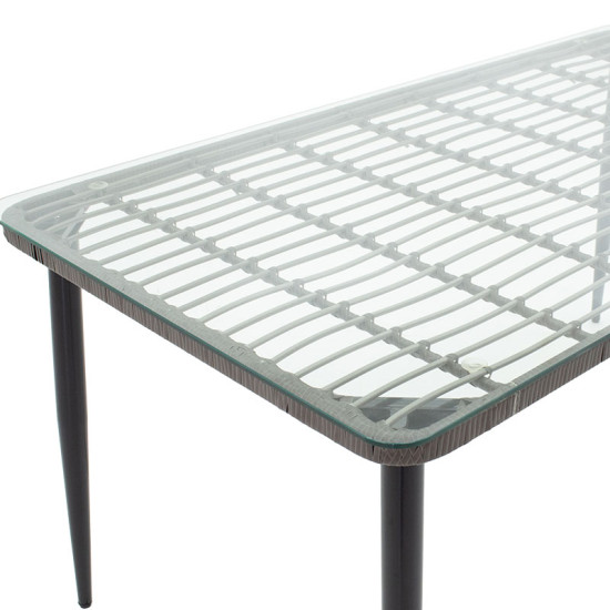 Τραπέζι Naoki μέταλλο μαύρο-pe γκρι-γυαλί 160x90x78εκ **