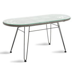 Naoki  table metal black-pe grey-glass 100x45x46cm **