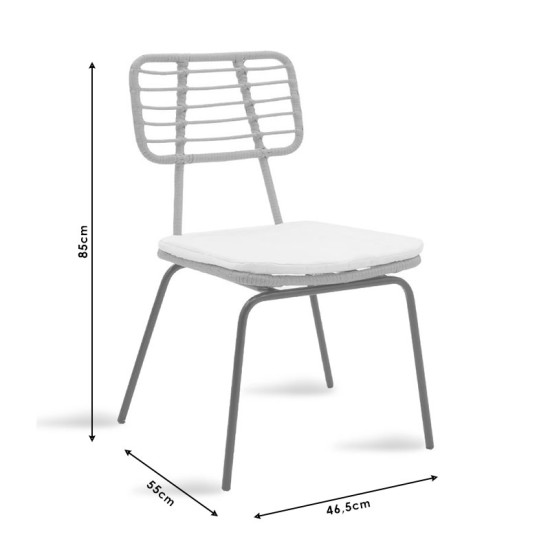 Καρέκλα Naoki μέταλλο μαύρο-pe γκρι **