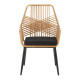 Πολυθρόνα Tanish rattan φυσικό-πόδι μαύρο μέταλλο 58x58.5x87εκ **