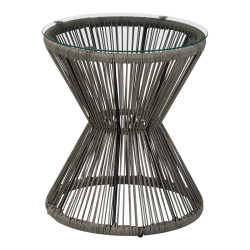 Τραπέζι Mabil γυαλί - pe rattan σε γκρι απόχρωση Φ50x55εκ **