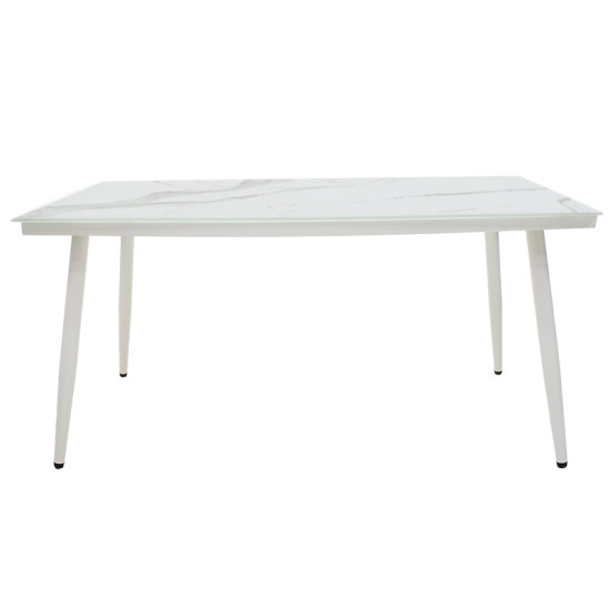 Τραπέζι Zeren μέταλλο λευκό-γυαλί 160x90x78εκ **