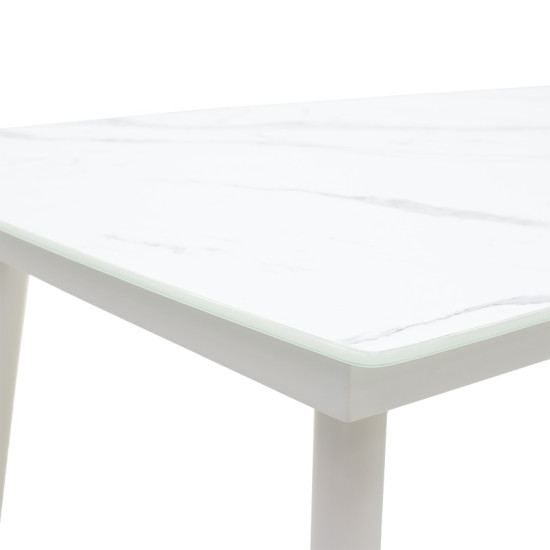 Τραπέζι Zeren μέταλλο λευκό-γυαλί 160x90x78εκ