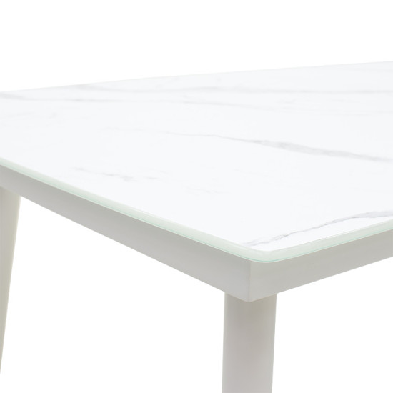Τραπέζι Zeren μέταλλο λευκό-γυαλί 160x90x78εκ **