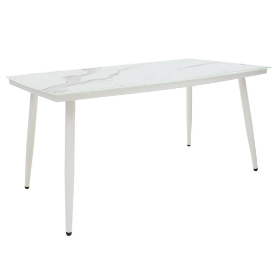 Τραπέζι Zeren μέταλλο λευκό-γυαλί 160x90x78εκ **