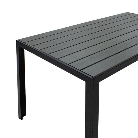 Τραπέζι Nares αλουμίνιο μαύρο-plywood ανθρακί 140x80x72.5εκ **