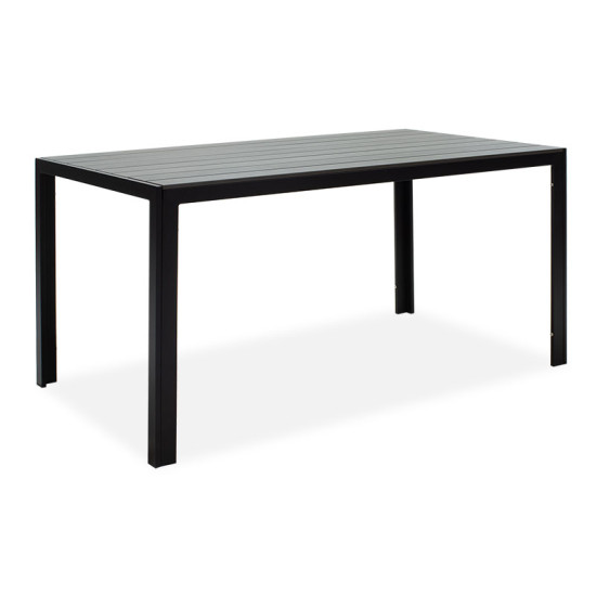 Τραπέζι Nares αλουμίνιο μαύρο-plywood ανθρακί 140x80x72.5εκ **