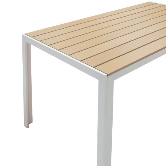 Τραπέζι Nares αλουμίνιο λευκό-plywood φυσικό 140x80x72.5εκ **