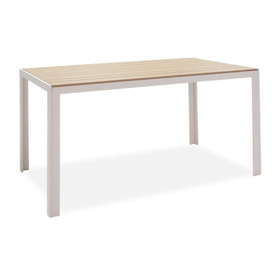 Τραπέζι Nares αλουμίνιο λευκό-plywood φυσικό 140x80x72.5εκ **