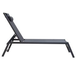 Ξαπλώστρα Kiara αλουμίνιο-textilene ανθρακί στοιβαζόμενη ** Ξαπλώστρα Kiara αλουμίνιο-textilene ανθρακί στοιβαζόμενη **