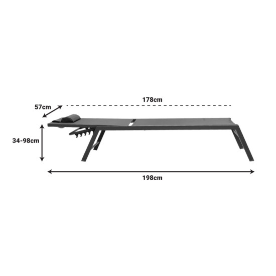 Ξαπλώστρα Kiara αλουμίνιο-textilene ανθρακί στοιβαζόμενη ** Ξαπλώστρα Kiara αλουμίνιο-textilene ανθρακί στοιβαζόμενη **
