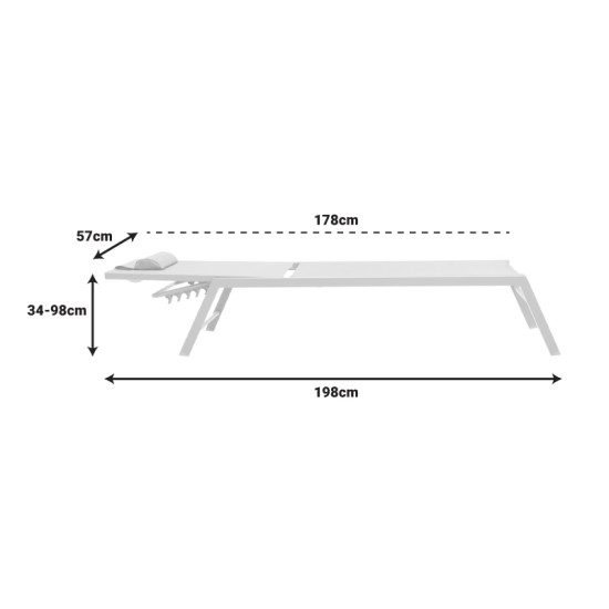 Ξαπλώστρα Kiara αλουμίνιο λευκό-textilene μπεζ ** Ξαπλώστρα Kiara αλουμίνιο λευκό-textilene μπεζ **
