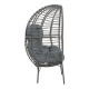 Πολυθρόνα Nestie  wicker rattan γκρι-μεταλλικό γκρι πόδι-γκρι μαξιλάρι 102x80x155εκ **