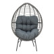 Πολυθρόνα Nestie  wicker rattan γκρι-μεταλλικό γκρι πόδι-γκρι μαξιλάρι 102x80x155εκ **