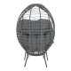 Πολυθρόνα Nestie  wicker rattan γκρι-μεταλλικό γκρι πόδι-γκρι μαξιλάρι 102x80x155εκ **